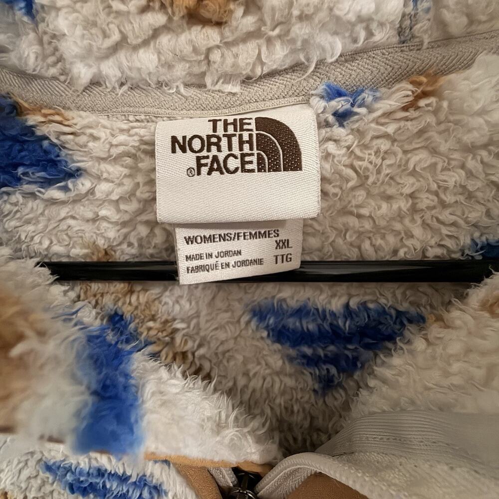 The North Face Campshire Printed Sherpa Fleece Hoodie Womens 2XL Aztec Blue - Picture 6 of 9